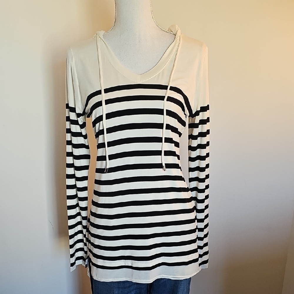 Striped Black and White Women's Top